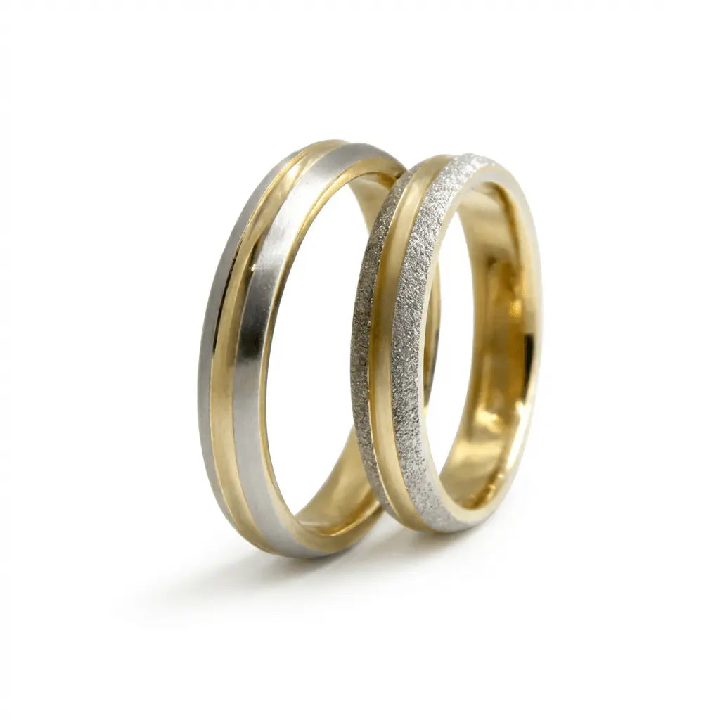 4mm Gold Wedding Band – Contrast Texture – 9ct/14ct/18ct Gold Majestic Jewellery