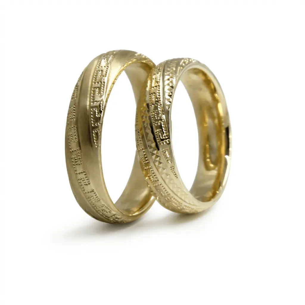 5mm Gold Wedding Band – Greek Key Pattern – 9ct/14ct/18ct Gold Majestic Jewellery