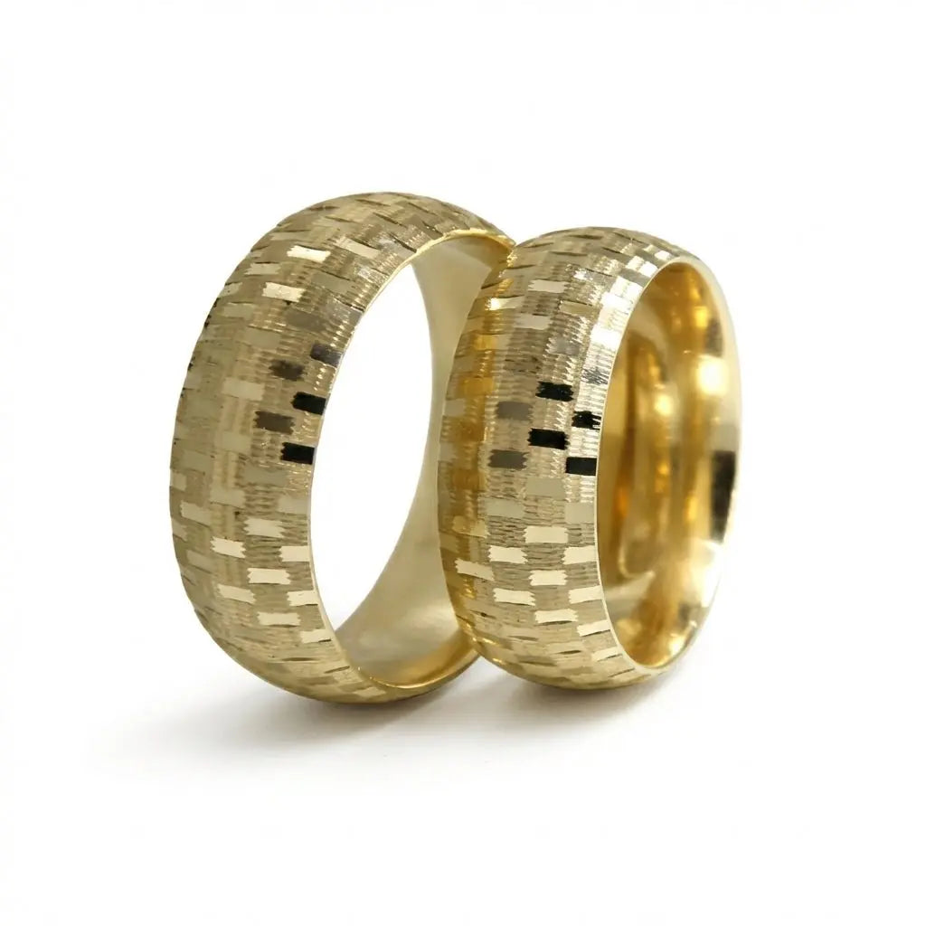 7mm Gold Wedding Band – Mosaic Block – 9ct/14ct/18ct Gold Majestic Jewellery