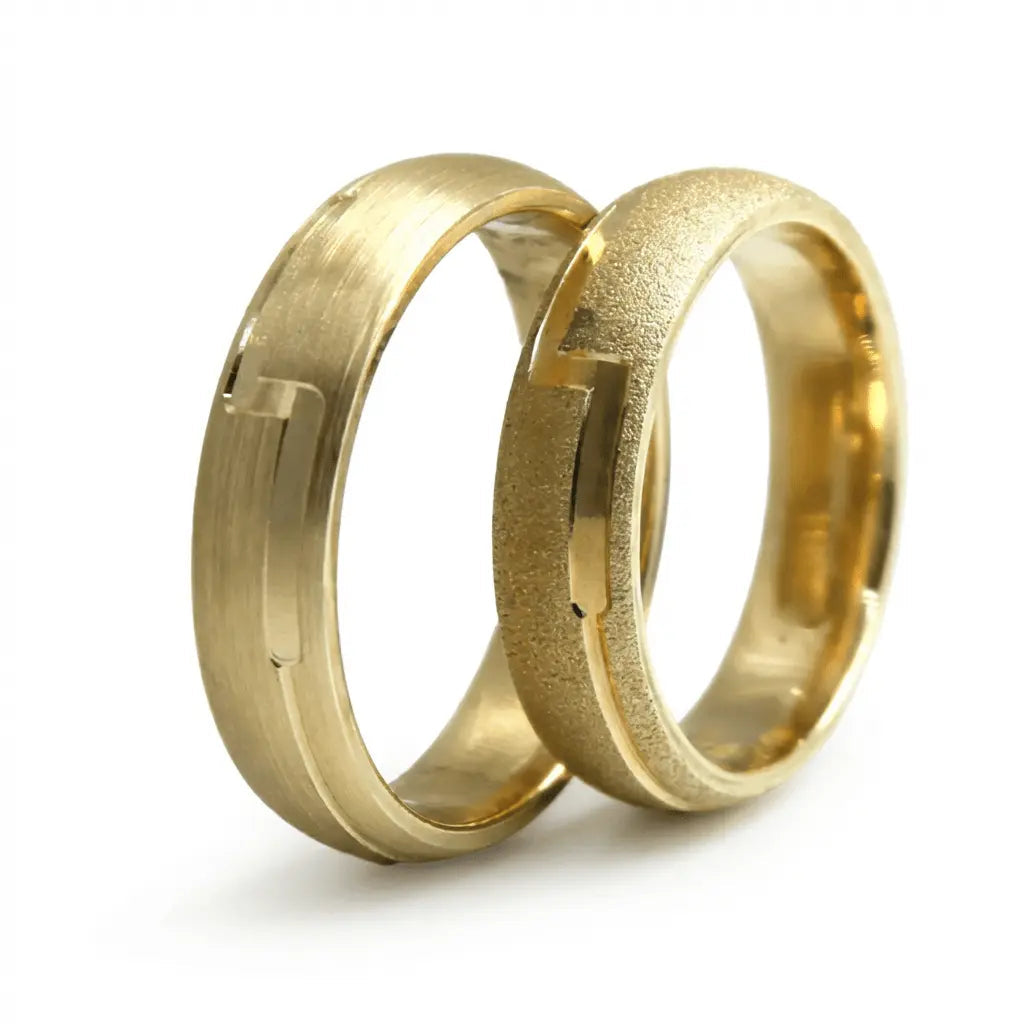 5mm Gold Wedding Band – Segment Satin Texture – 9ct/14ct/18ct Gold Majestic Jewellery