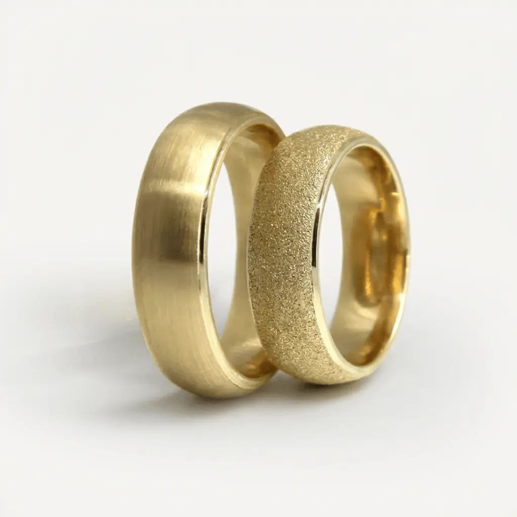 6mm Gold Wedding Band – Satin Granulated Bold – 9ct/14ct/18ct Gold Majestic Jewellery