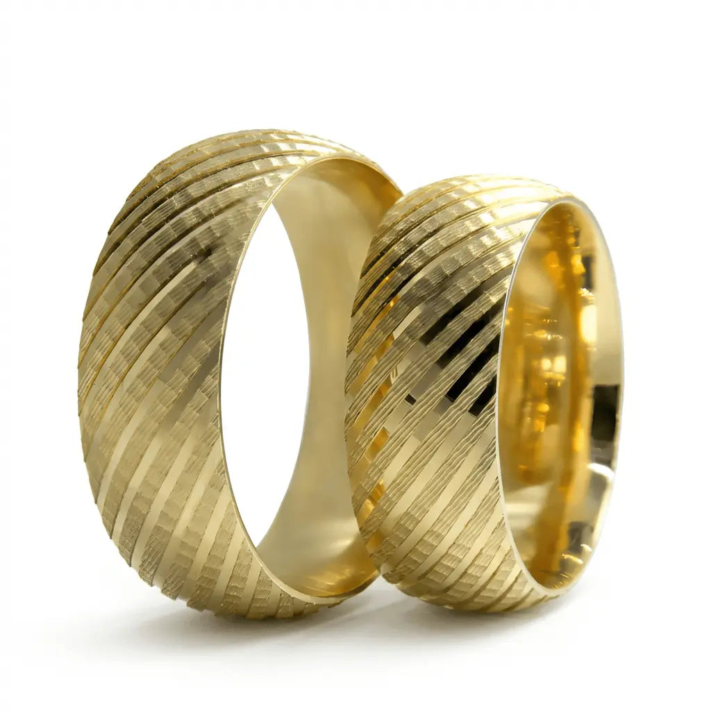 7mm Gold Wedding Band – Diagonal Ribbed Bold – 9ct/14ct/18ct Gold Majestic Jewellery
