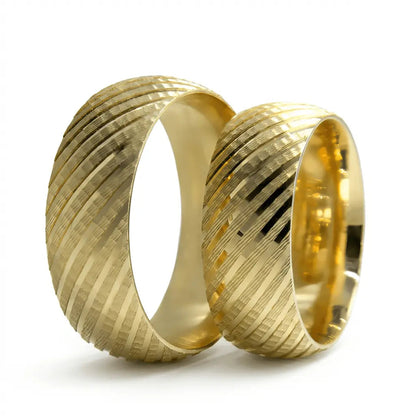 7mm Gold Wedding Band – Diagonal Ribbed Bold – 9ct/14ct/18ct Gold Majestic Jewellery