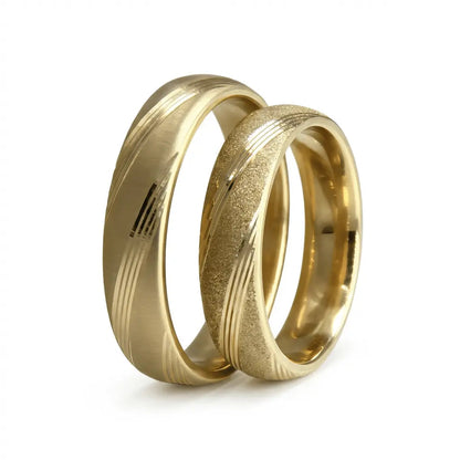 5mm Gold Wedding Band – Satin Sandblast Contrast – 9ct/14ct/18ct Gold Majestic Jewellery