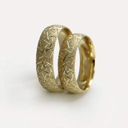 6mm Gold Wedding Band – Cross Cut Textured – 9ct/14ct/18ct Gold Majestic Jewellery