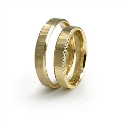 4mm Gold Wedding Band – Minimal Edge Detail – 9ct/14ct/18ct Gold Majestic Jewellery