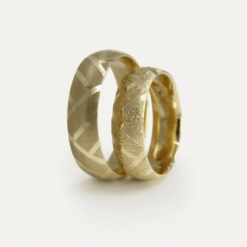 6mm Gold Wedding Band – Geometric V Cut – 9ct/14ct/18ct Gold Majestic Jewellery