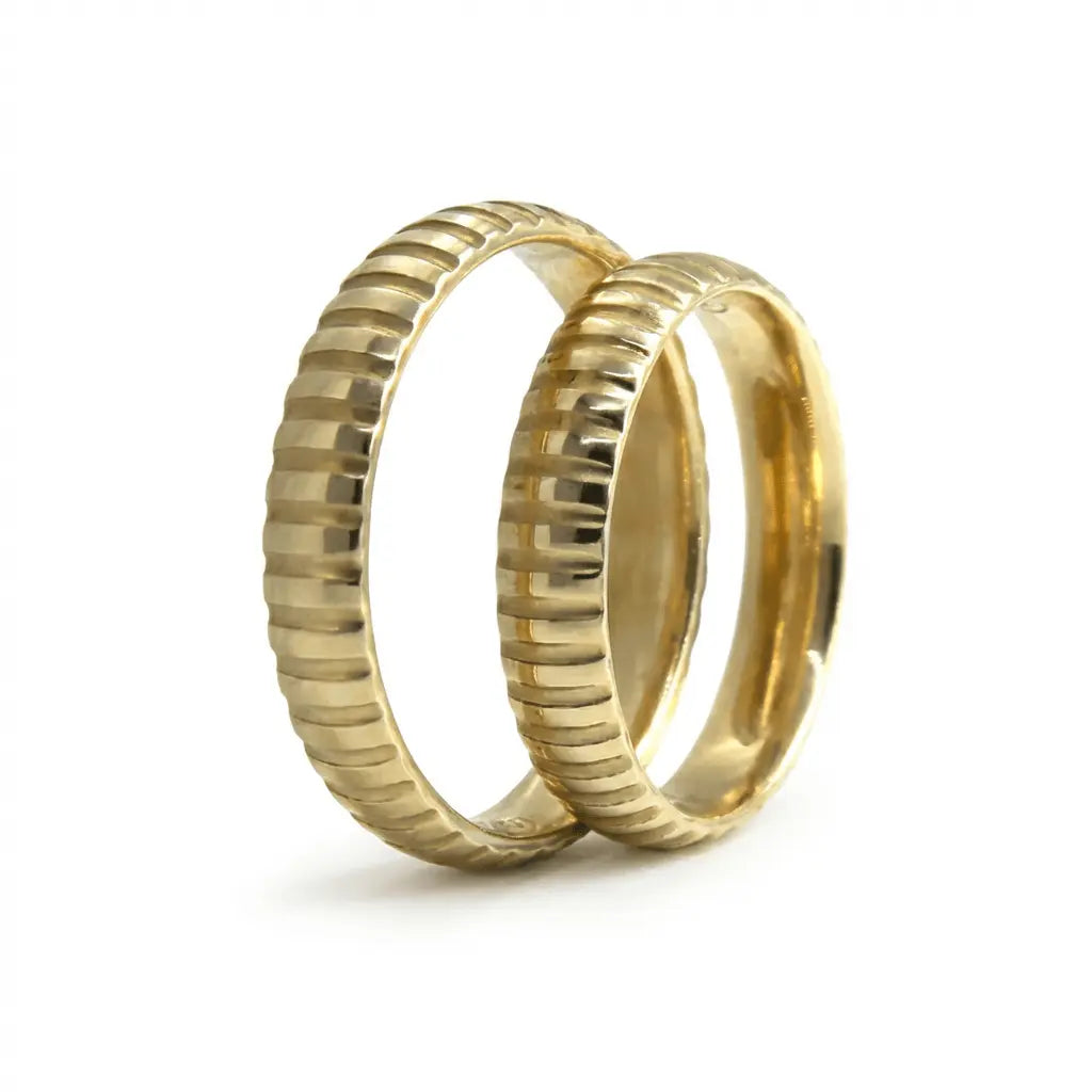4mm Gold Wedding Band – Gear Cut – 9ct/14ct/18ct Gold Majestic Jewellery