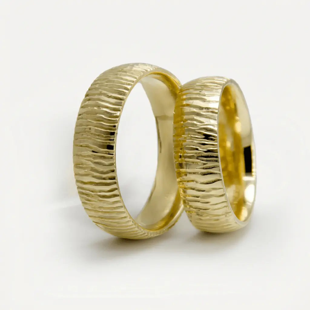 6mm Gold Wedding Band – Organic Ripple – 9ct/14ct/18ct Gold Majestic Jewellery