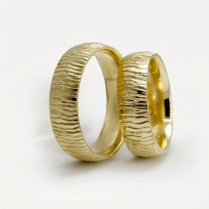 6mm Gold Wedding Band – Organic Ripple – 9ct/14ct/18ct Gold Majestic Jewellery