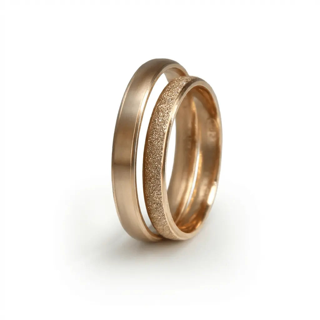 3mm Gold Wedding Band – Rose Satin Sparkle – 9ct/14ct/18ct Gold Majestic Jewellery