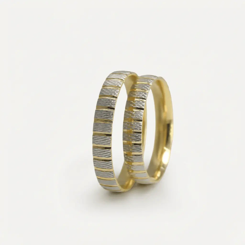 3.5mm Gold Wedding Band – Linear Contrast – 9ct/14ct/18ct Gold Majestic Jewellery