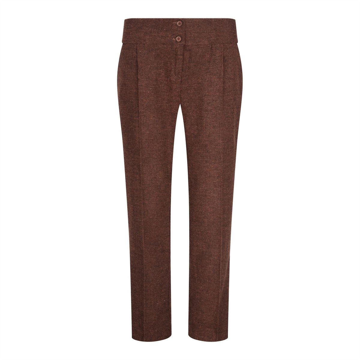 WS-12 - Women's Tweed Suit Blazer Trousers Waistcoat Herringbone Wool Rust Brown