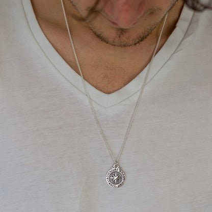 Large Travel Safe Compass Personalised St Christopher Silver Necklace Scarlett Jewellery