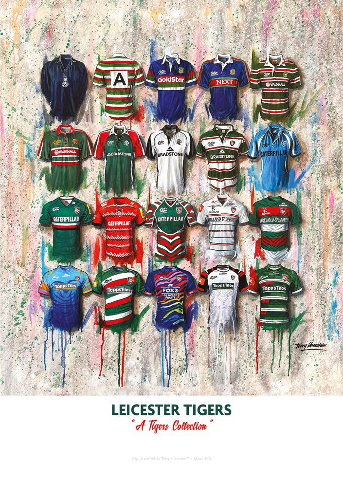 Leicester Tigers Shirts - A2 Signed Limited Edition Prints