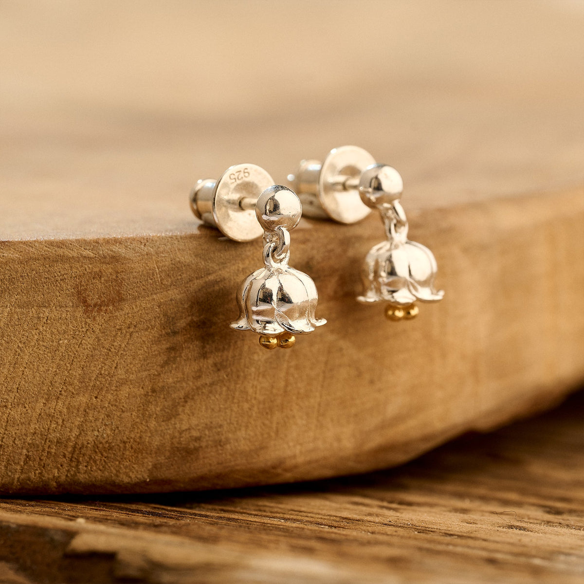 Lily Of The Valley Silver & Gold Vermeil Drop Earrings Scarlett Jewellery
