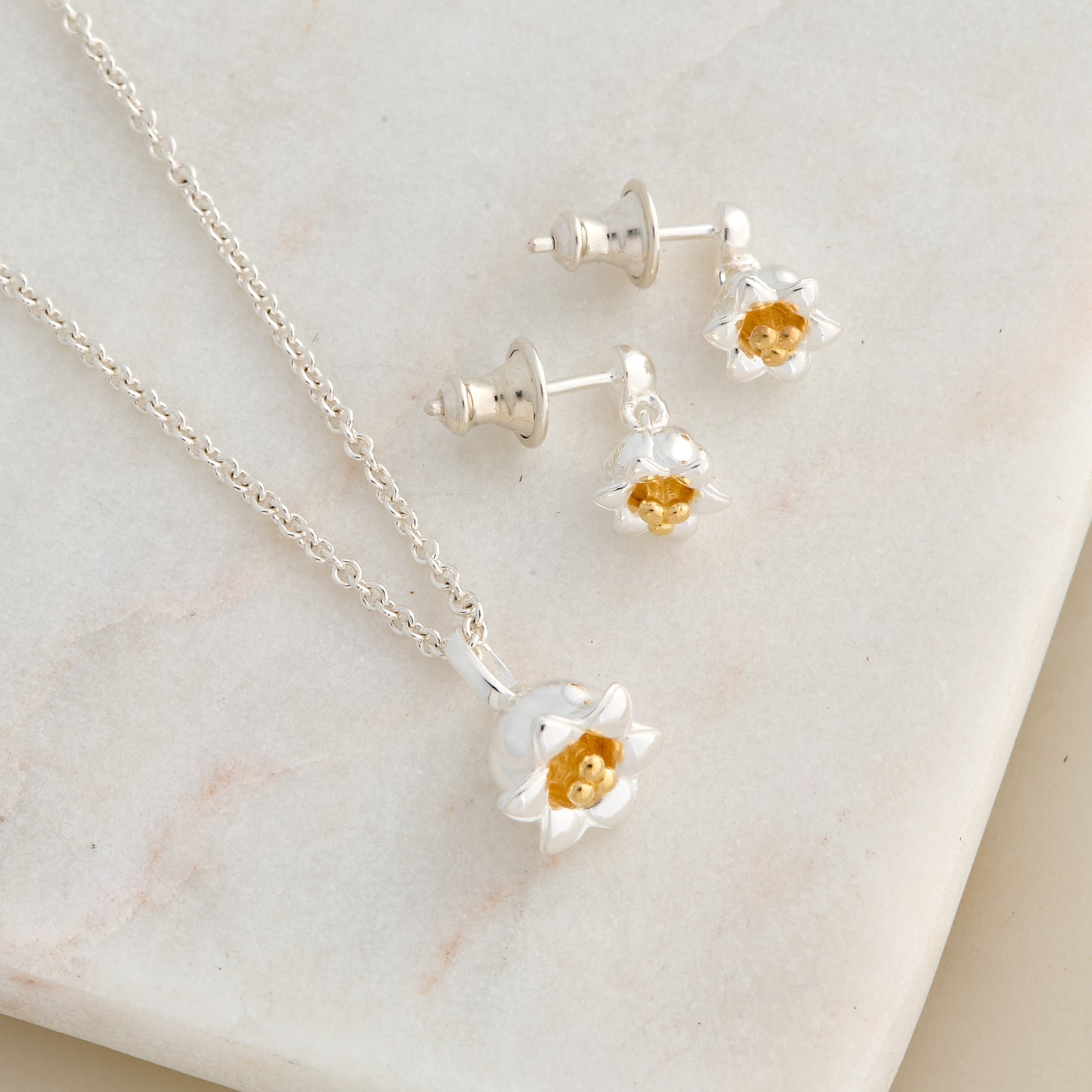 Lily Of The Valley Silver & Gold Vermeil Drop Earrings Scarlett Jewellery
