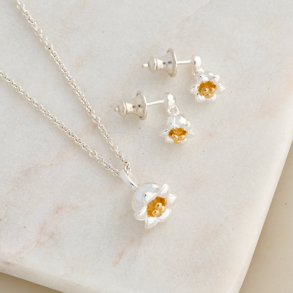 Lily Of The Valley Silver & Gold Vermeil Drop Earrings Scarlett Jewellery