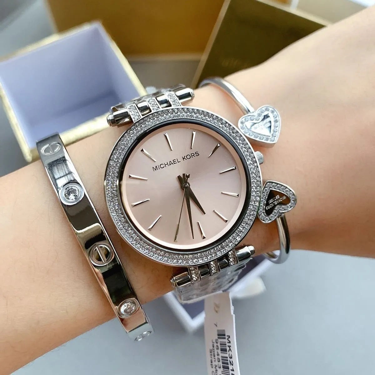 Michael Kors MK3218 Darci Women's Silver & Pink Watch - SJR London Timepiece