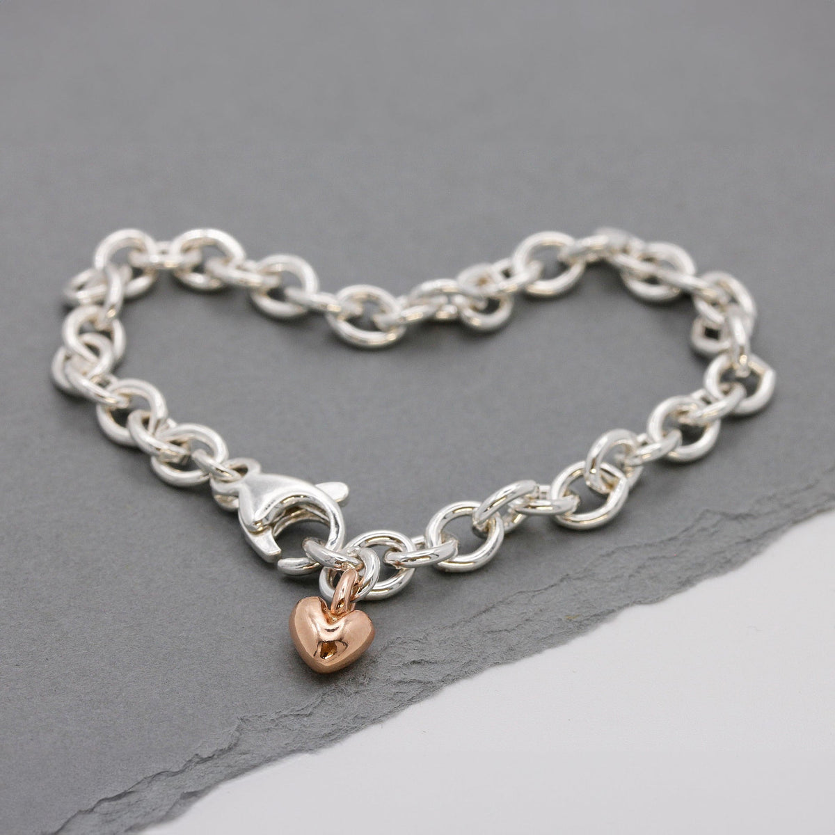 Mini Lifetime Rose Gold Heart Charm Bracelet Scarlett Jewellery