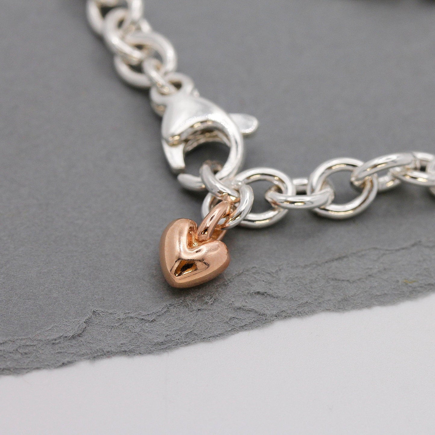 Mini Lifetime Rose Gold Heart Charm Bracelet Scarlett Jewellery