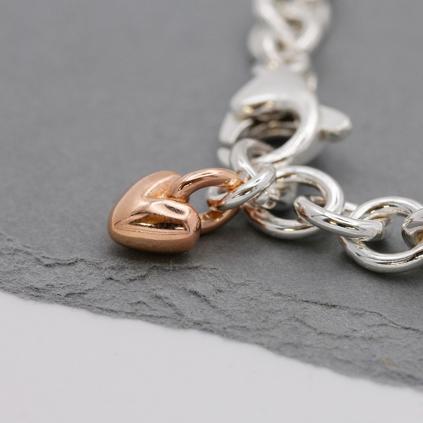 Mini Lifetime Rose Gold Heart Charm Bracelet Scarlett Jewellery