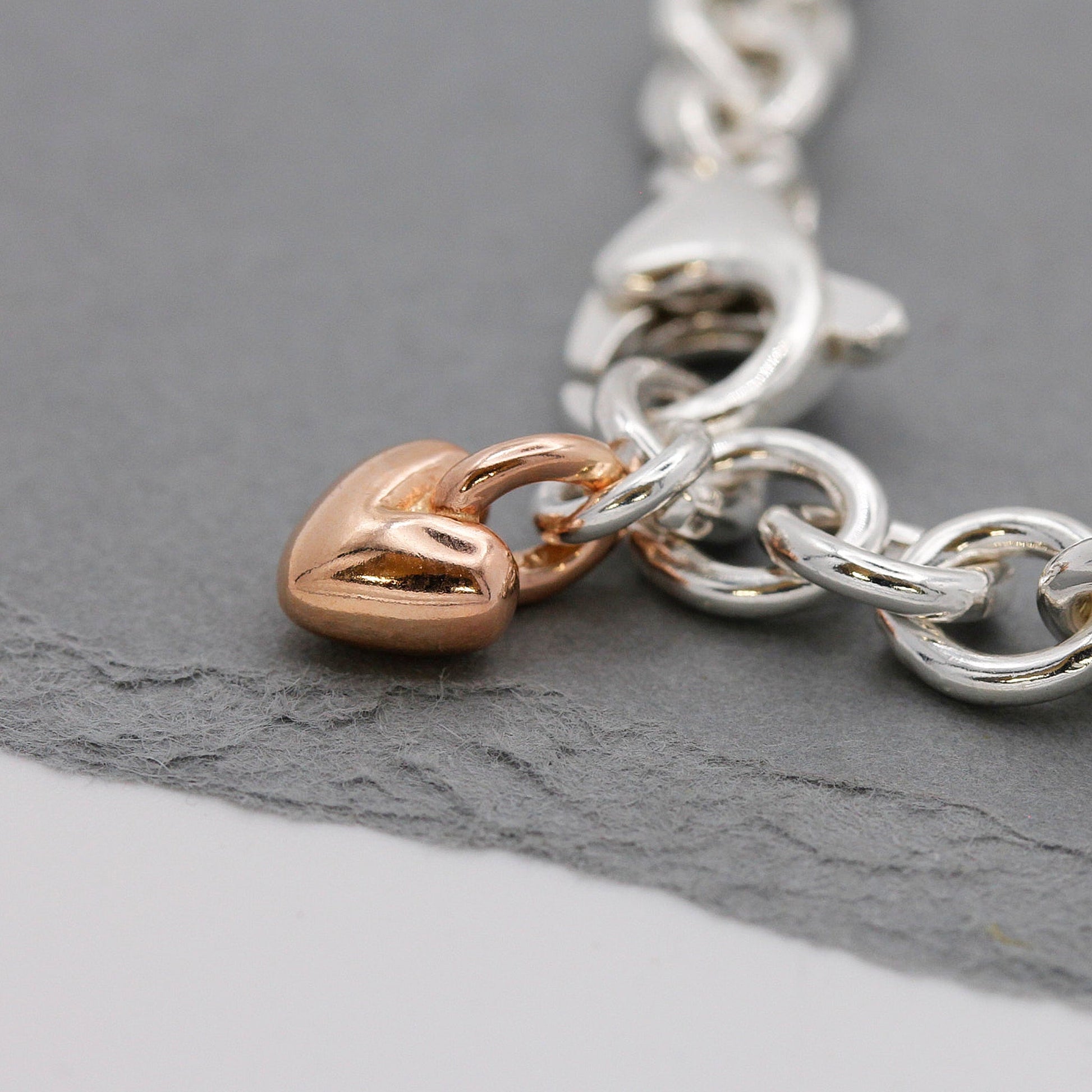 Mini Lifetime Rose Gold Heart Charm Bracelet Scarlett Jewellery