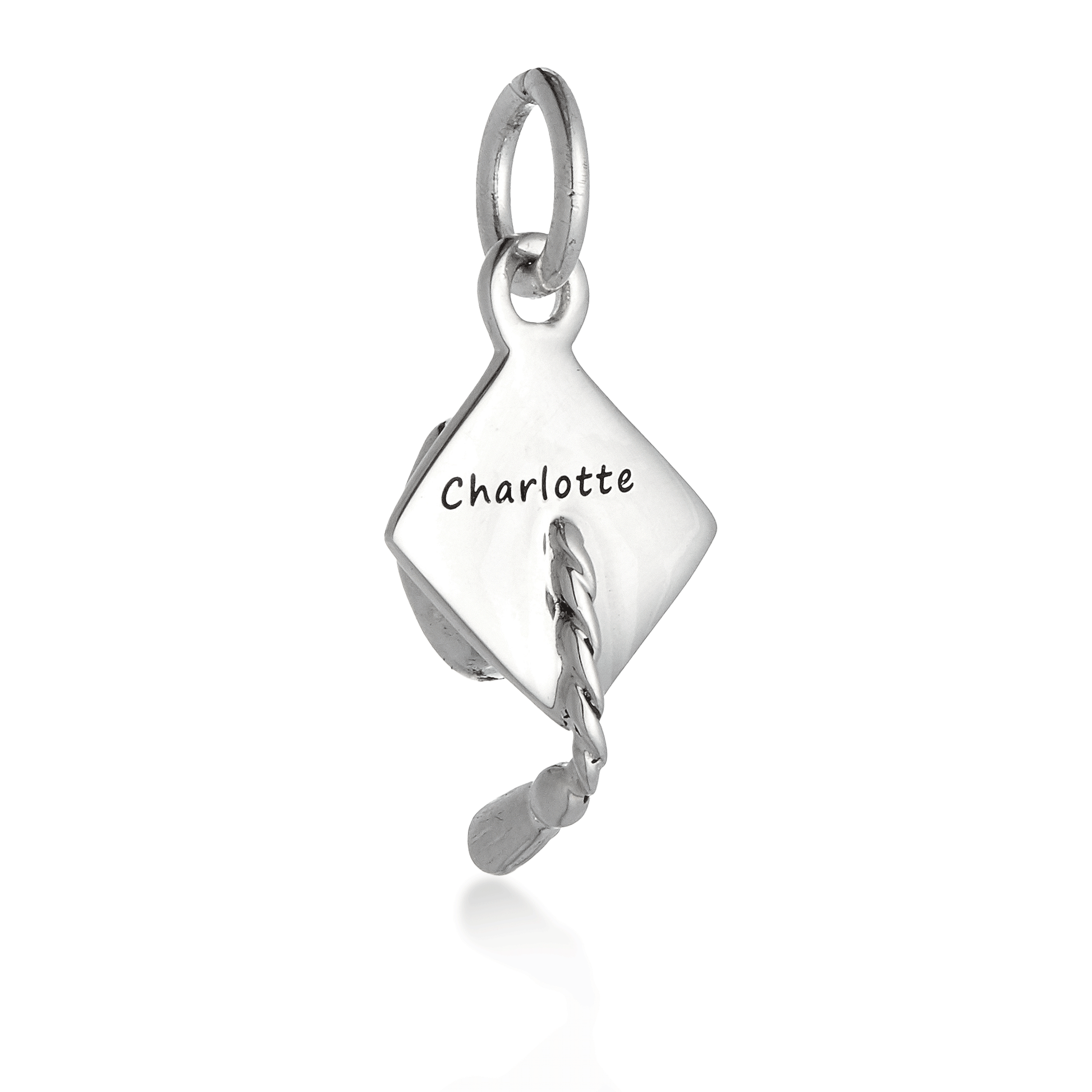 Mortar Board Graduation Cap Personalised Silver Charm Scarlett Jewellery