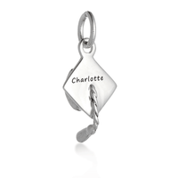 Mortar Board Graduation Cap Personalised Silver Charm Scarlett Jewellery