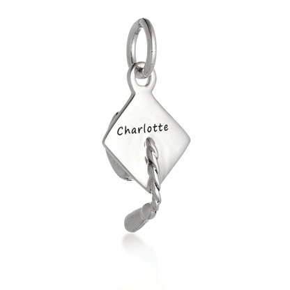 Mortar Board Graduation Cap Personalised Silver Charm Scarlett Jewellery
