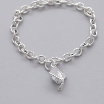 Mortar Board Graduation Cap Personalised Silver Charm Scarlett Jewellery