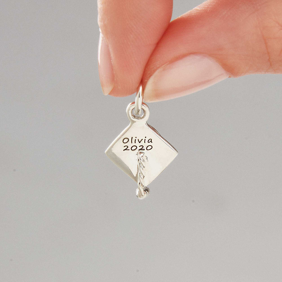 Mortar Board Graduation Cap Personalised Silver Charm Scarlett Jewellery