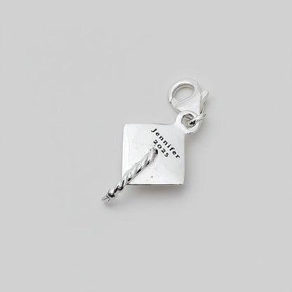 Mortar Board Graduation Cap Personalised Silver Charm Scarlett Jewellery