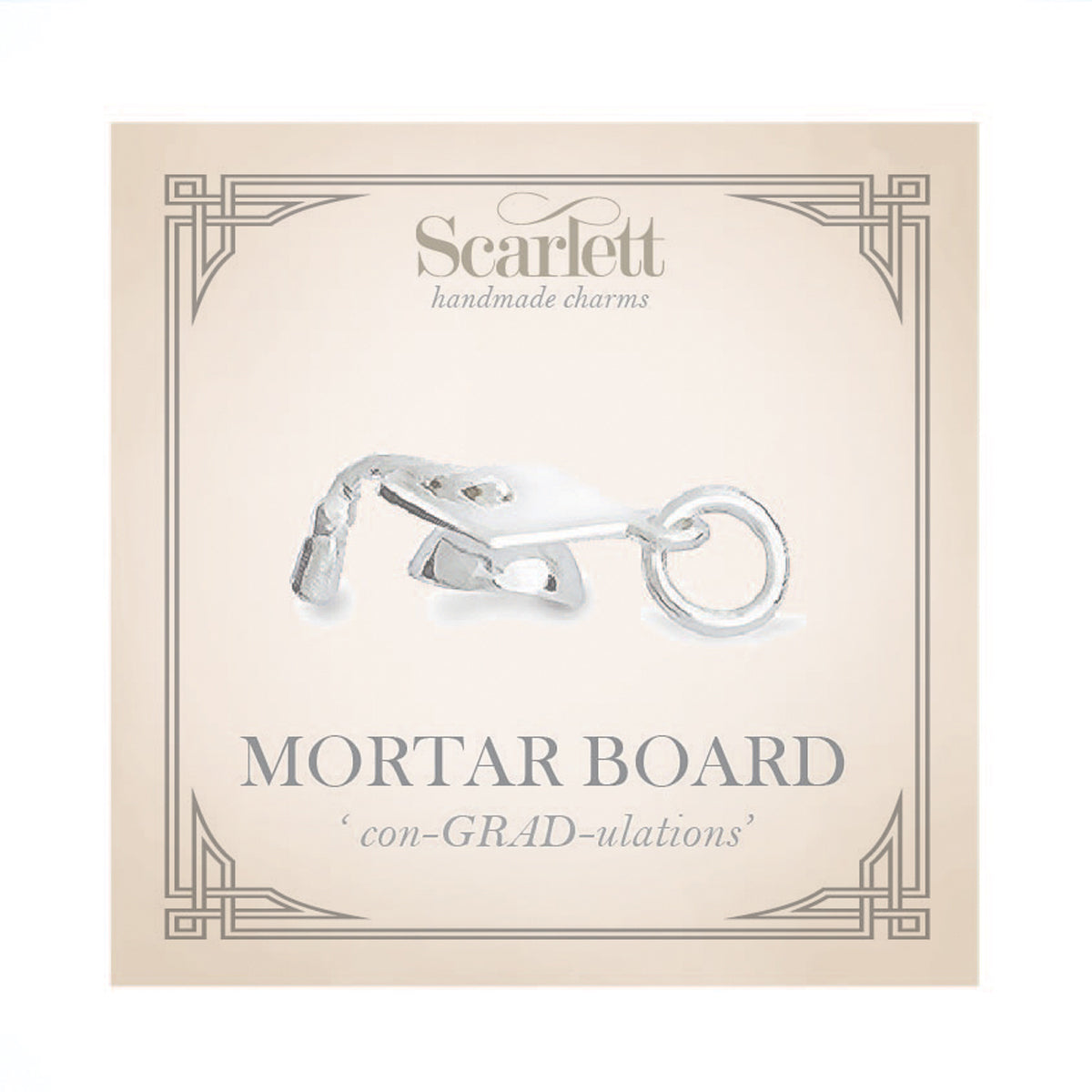 Silver charm bracelet with personalized mortar board charm by Scarlett Jewellery