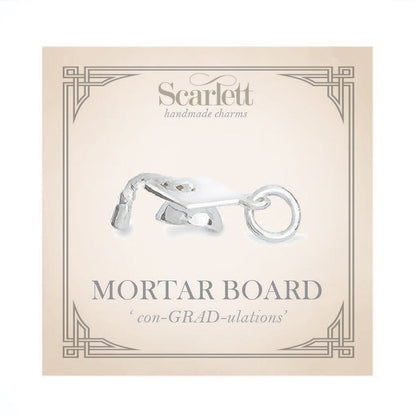 Silver charm bracelet with personalized mortar board charm by Scarlett Jewellery