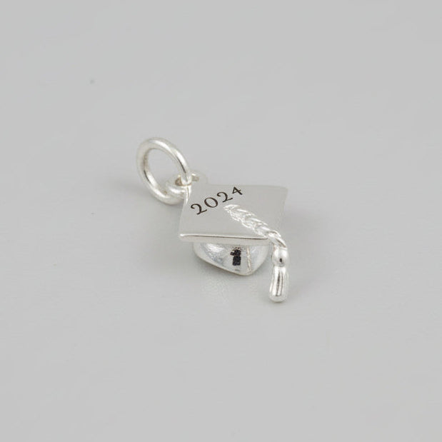 Mortar Board Graduation Cap Personalised Silver Charm Scarlett Jewellery