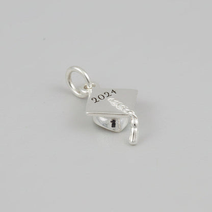 Mortar Board Graduation Cap Personalised Silver Charm Scarlett Jewellery