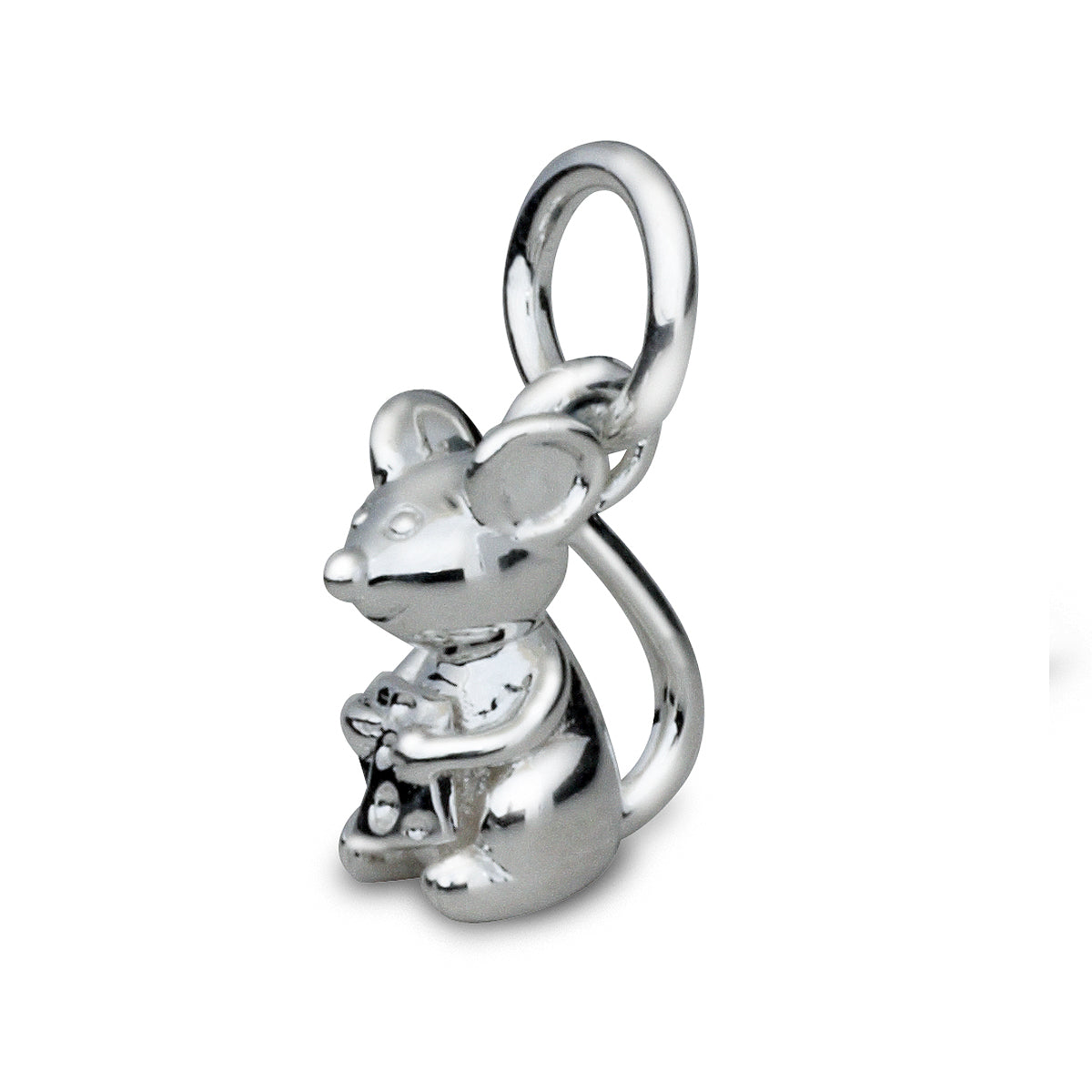 Silver mouse charm with detailed texture and intricate design by Scarlett Jewellery.