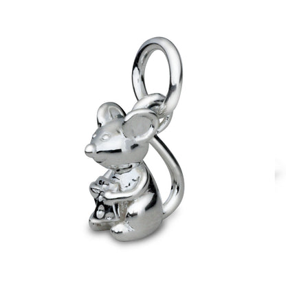 Silver mouse charm with detailed texture and intricate design by Scarlett Jewellery.