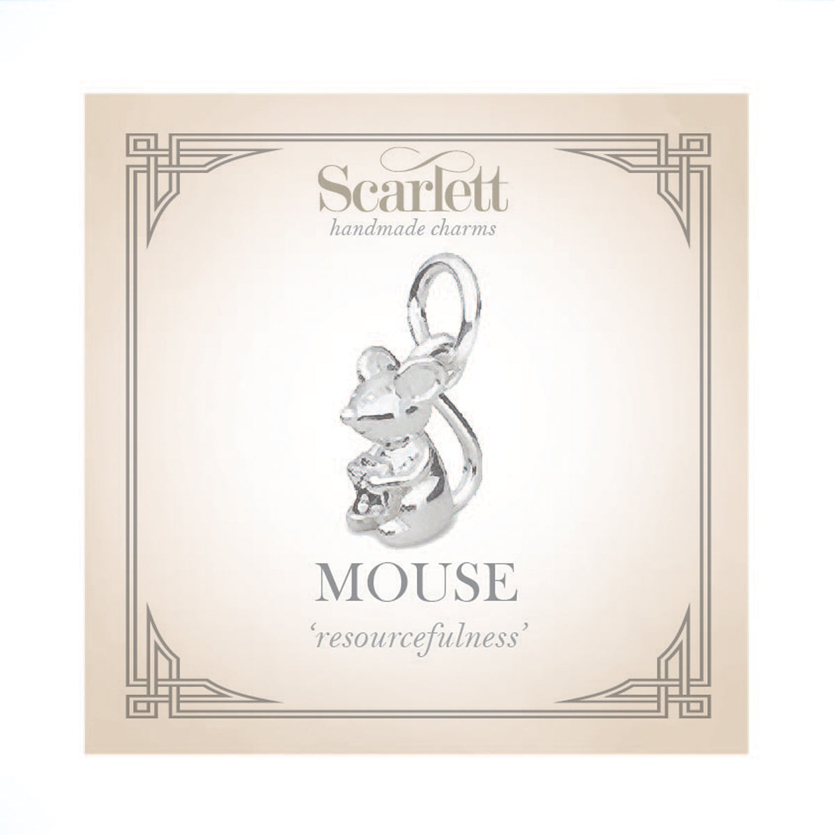 Silver mouse charm with detailed texture and intricate design by Scarlett Jewellery.