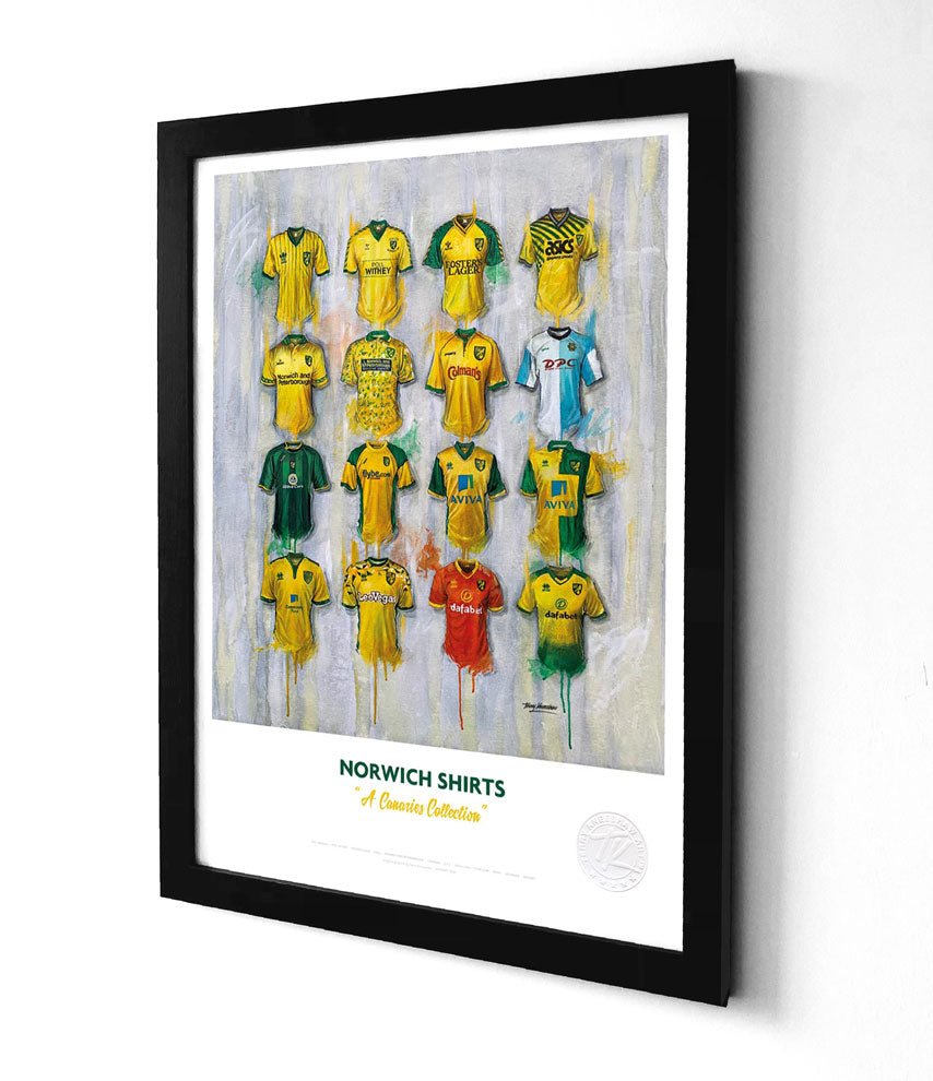 Norwich City football shirt A3 framed print