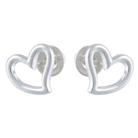 Open Heart Silver Stud Earrings