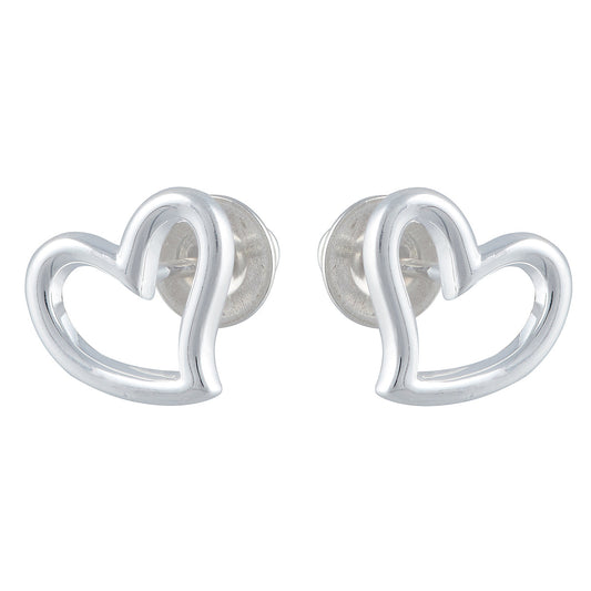 Open Heart Silver Stud Earrings