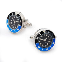 Working 'Batman' Watch Cufflinks In Black And Blue - SJR London Timepiece