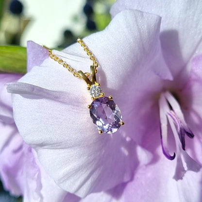 Lavender Amethyst Pendant Necklace in 18k Gold Vermeil - SJR London Timepiece
