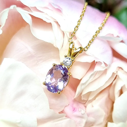 Lavender Amethyst Pendant Necklace in 18k Gold Vermeil - SJR London Timepiece