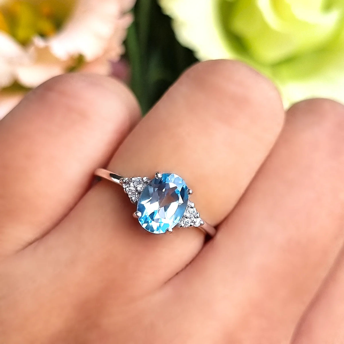 Sky Blue Topaz Ring in Sterling Silver - SJR London Timepiece