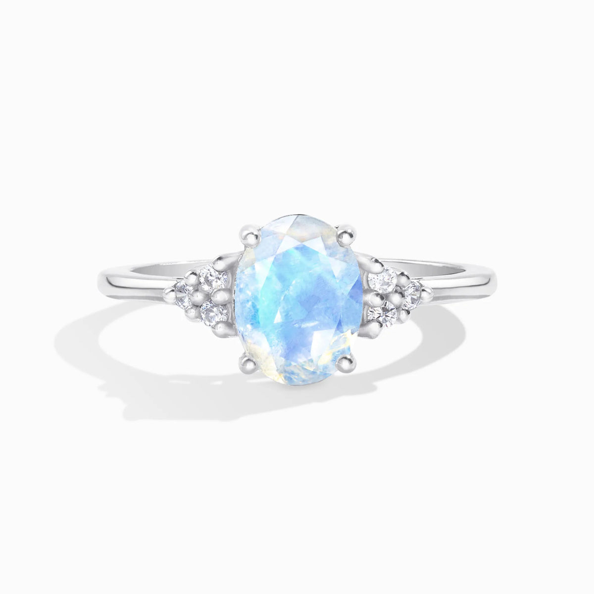 Rainbow Moonstone Ring in Sterling Silver (Oval Cut) - SJR London Timepiece