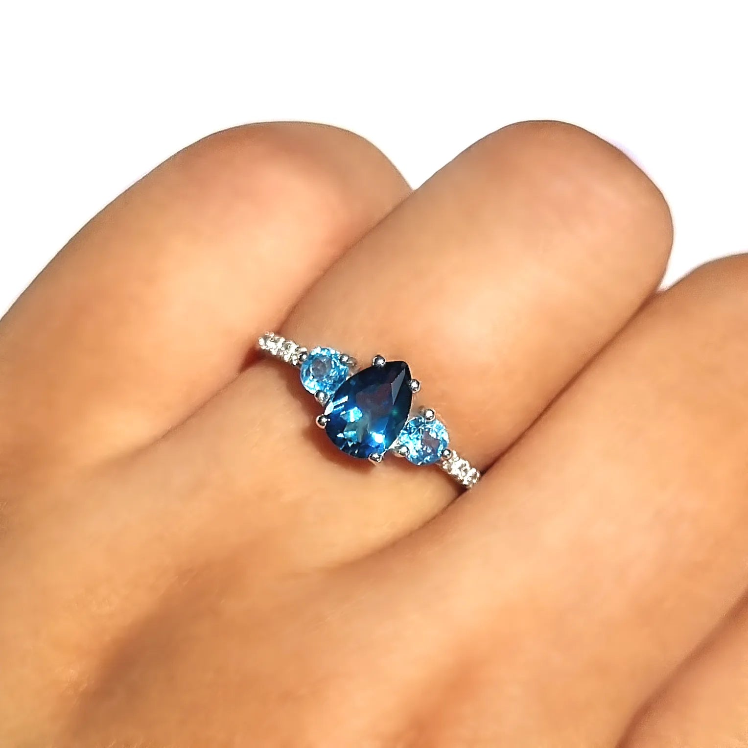 London Blue and Swiss Blue Topaz Ring in Sterling Silver - SJR London Timepiece