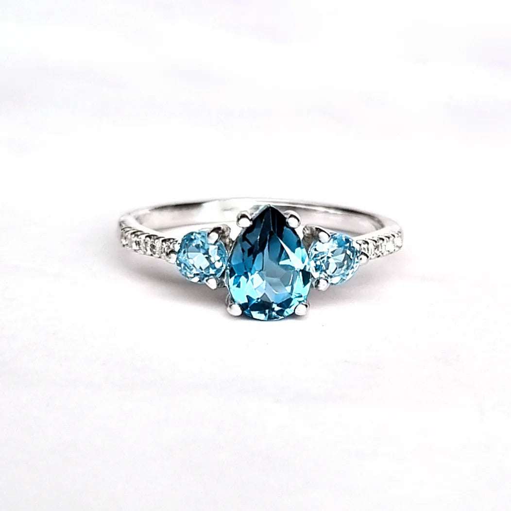 London Blue and Swiss Blue Topaz Ring in Sterling Silver - SJR London Timepiece